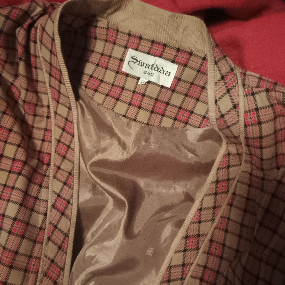 popular plaid varsity cut jacket with buttons - Picture 2 of 9